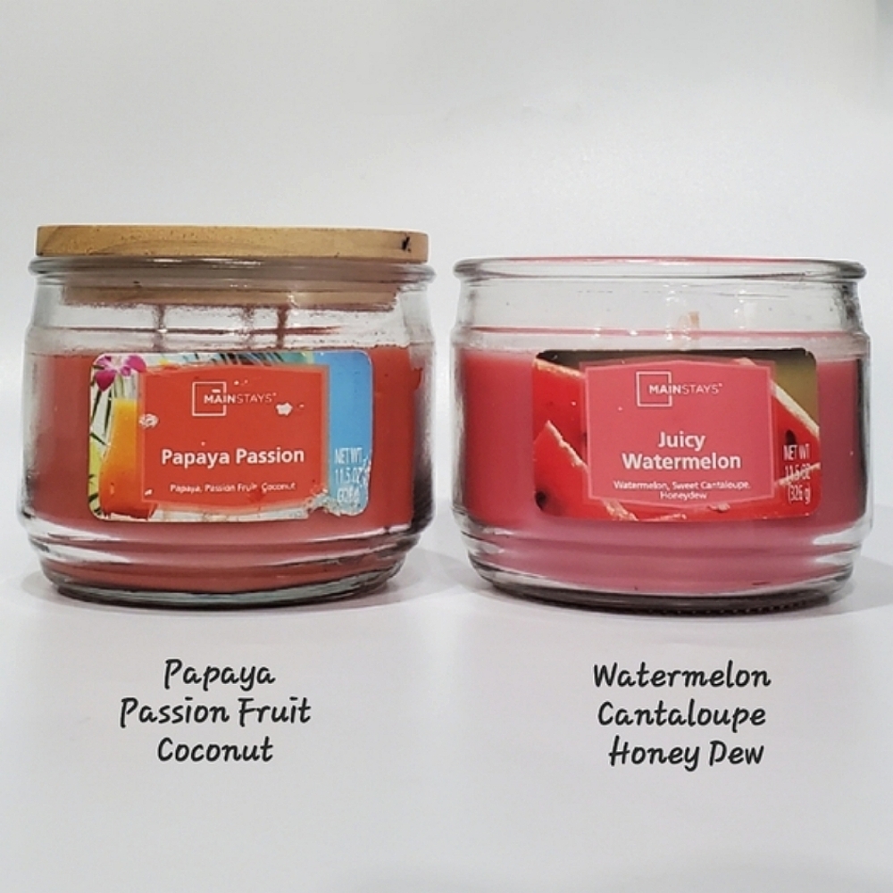 (2pc) Mainstays Papaya Passion Fruit Coconut & Juicy Watermelon Candles Unused